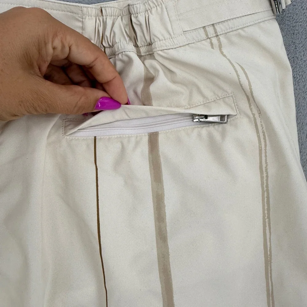 Zegna Mens Swim Shorts Cream Beige Pinstripe Mesh Lined XL Made in Italy